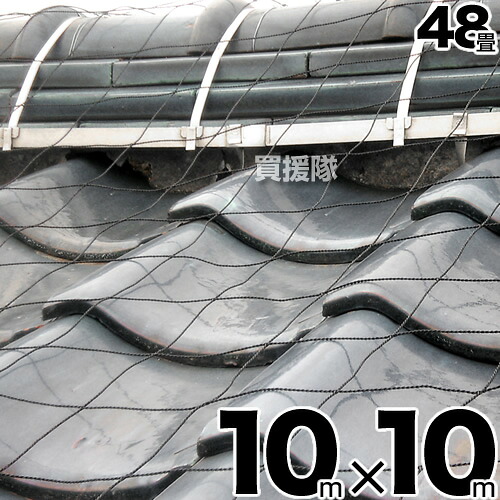 ★最大1200円OFFクーポン★屋根瓦飛散防止用ネット[48畳] [サイズ:10m×10m]【家 マイホーム 瓦 屋根瓦 飛散 対策 防風ネット 防災 台風 強風 突風 竜巻 防風 屋根瓦飛散防止ネット ハウス ビニールハウス おさえ 押さえ 屋根用ネット 備え 保護 池 鳥よけ トタン 納屋】【お