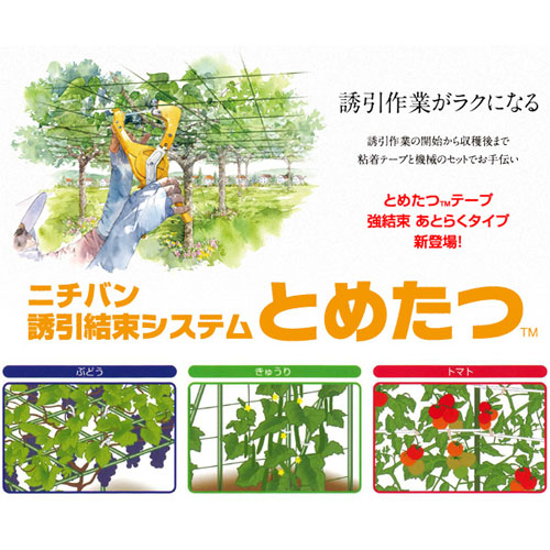 楽天市場 ニチバン 誘引結束機 とめたつtm Tma100 農業資材 誘引資材 テープナー テープツール 園芸用 誘引 結束機 結束器 農園 家庭菜園 果樹用 袋 締め ぶどう なす キウイ などの誘引 落ちない 高品質 片手 固縛 軽量 簡単 おしゃれ おすすめ Cb99 買援隊