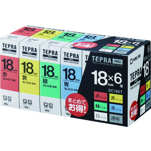 テプラproテ プカ トリッジ Sc186t Cb99 買援隊 工具 おしゃれ Trusco Diy 工具 Diy オフィス 住設用品 オフィス備品 ラベル用品の関連商品 ポイント10倍 幅18mm 工具 おすすめ 赤 黄 緑 青 白 透明 キングジム ポイント10倍 Sc186t トラスコ