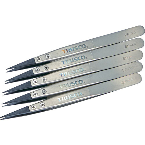 【ポイント10倍】トラスコ中山(株) TRUSCO まとめ買い ESDチップピンセット 先細型 先端幅0.6mm 5本入り EP-0.6-M5 【DIY 工具 TRUSCO トラスコ 】【おしゃれ おすすめ】[CB99]