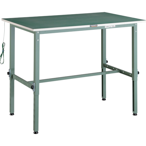 【ポイント10倍】トラスコ中山(株) TRUSCO 軽荷重作業台高さ調節式(150kg)AEM型 900X600XH652～952 帯電防止マット張り グリーン色 AEM-0960D 【DIY 工具 TRUSCO トラスコ 】【おしゃれ おすすめ】[CB99]｜買援隊