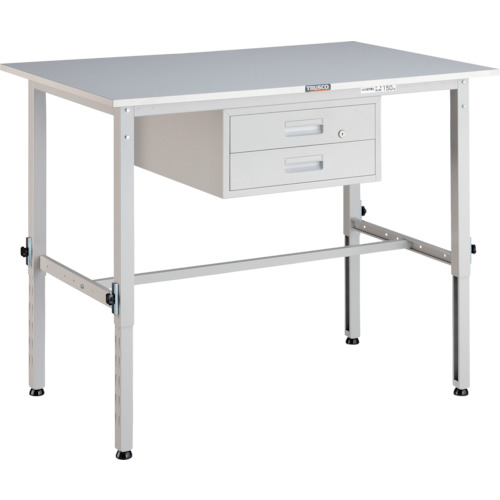 【ポイント10倍】トラスコ中山(株) TRUSCO 軽荷重作業台高さ調節式(150kg)AEM型 900X600XH650～950 2段引出付 ホワイト色 RAEM-0960F2_W 【DIY 工具 TRUSCO トラスコ 】【おしゃれ おすすめ】[CB99]｜買援隊