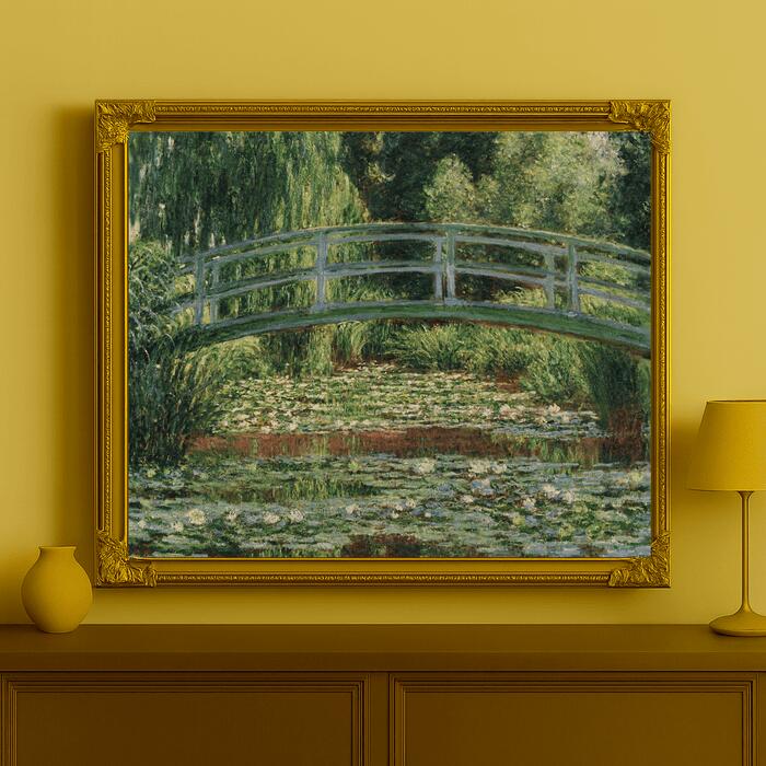 人気油彩画【送料無料】絵画 油彩画複製油絵複製画/クロード・モネ 日本の橋 【すぐに飾れる豪華額縁付 キャンバス】