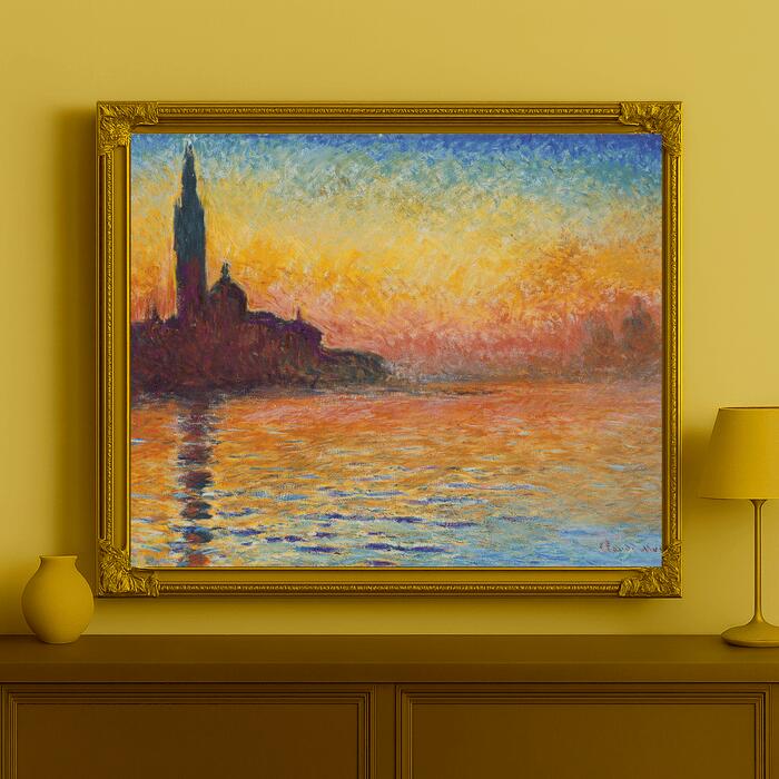 人気油彩画【送料無料】絵画 油彩画複製油絵複製画/クロード・モネ 夕暮れのサン・ジョルジョ・マッジョーレ 【すぐに飾れる豪華額縁付 キャンバス】｜絵画販売のアートギャラリー南青山