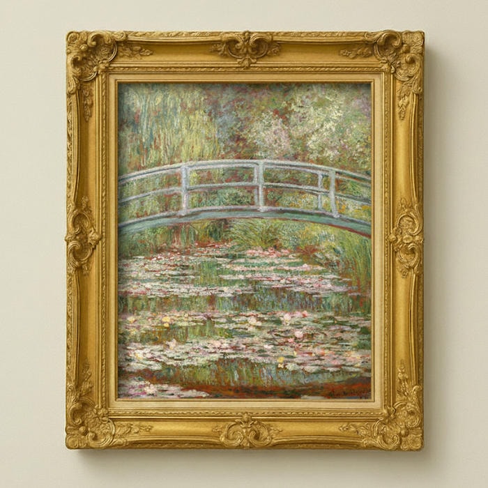 人気油彩画【送料無料】絵画 油彩画複製油絵複製画/クロード・モネ 睡蓮の池に架かる橋 【すぐに飾れる豪華額縁付 キャンバス】|絵画販売のアートギャラリー南青山