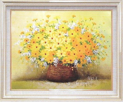 送料無料 絵画販売 木村咲 黄色い小花 ゴッホ F6 油絵 風景画 名画 油彩画 手書き 額装込 新築祝い 贈答 開業祝いになどにおすすめ ピカソ 人気作品 絵画販売のアートギャラリー南青山 アート すぐに飾れる額縁付き絵画 送料無料 自社工房を持つオーダー