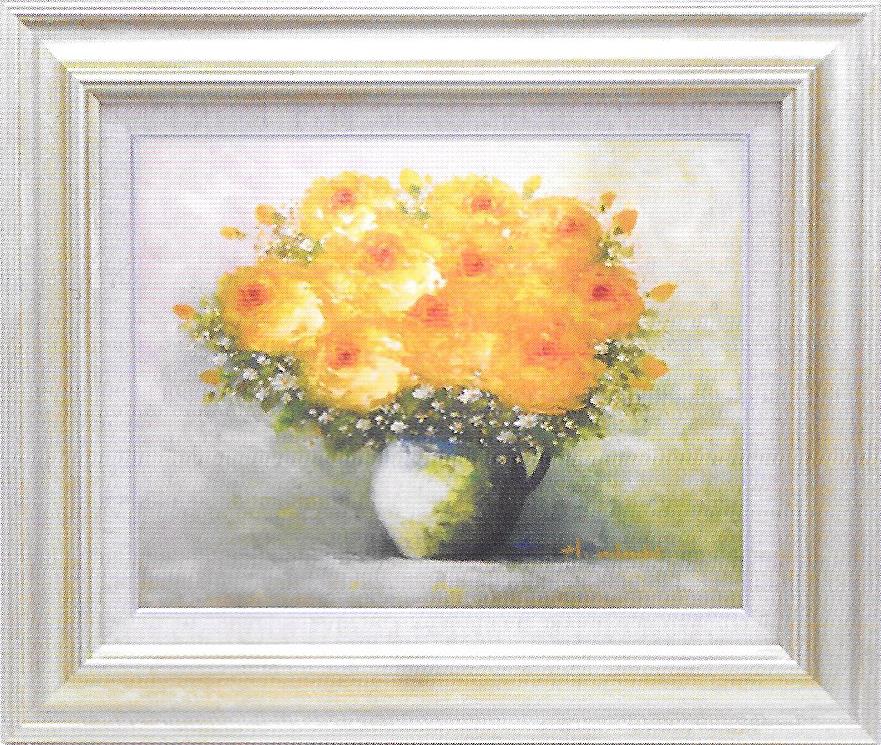 絵画 インテリア　絵　額付 (銀） 油絵　F6-182023　花 Amazon.co.jp: 11615 桑山茂 油絵額F6 「赤い花」 : ホーム