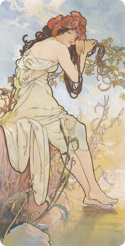 【送料無料】絵画■ミュシャ■四季　夏　サマー■選べる額縁■額装込■複製画■複製絵画■プレゼント贈答品におすすめ