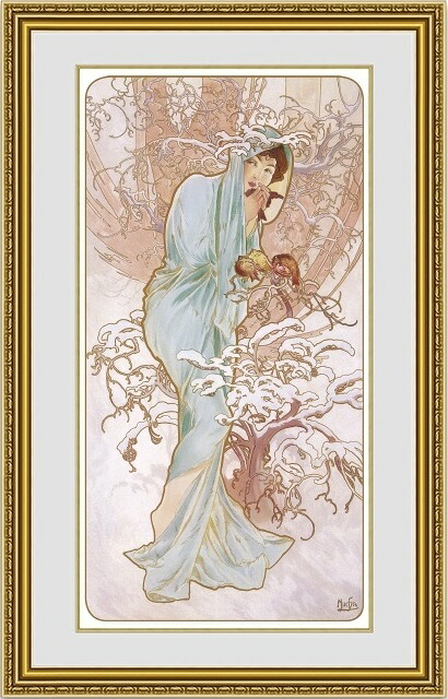 【送料無料】絵画■ミュシャ■四季　冬　ウィンター■選べる額縁■額装込■複製画■複製絵画■プレゼント贈答品におすすめ 32,747円