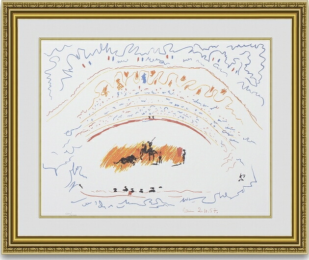 絵画988／1500 闘牛好きのピカソのリトグラフ　バルセロナにて購入　証明書 Yahoo!オークション -「ピカソ 闘牛」(美術品) の落札相場・落札価格
