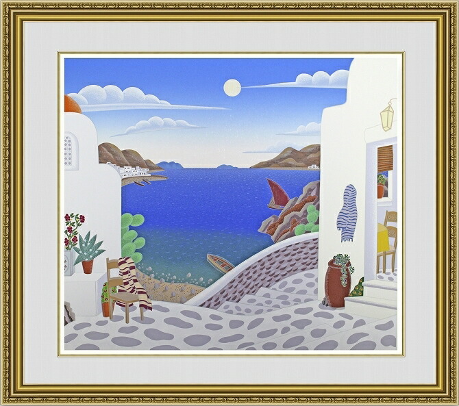 貨物輸送無料 図駒絵 マック夜 イージアンコーブ 選べる枠組 額装込 光景画 海の原 名作 ファニチャーアート 差上物述べる種目におすすめ Bestglycol Com