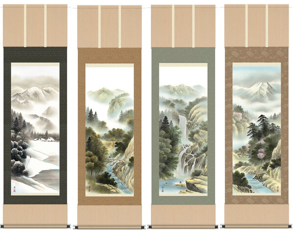 掛け軸 掛軸 山水画 伊藤淫山・四季賞翫(四幅揃い) 床の間|絵画生活