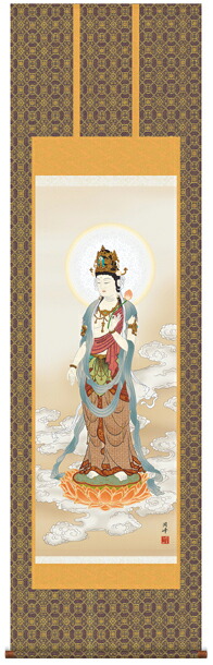 掛け軸　掛軸　仏画　高畠周峰・雲上観音