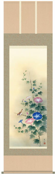 掛け軸　掛軸　花鳥画　高見蘭石・朝顔（掛軸）