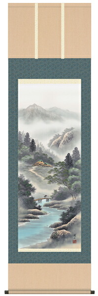 掛け軸　掛軸　山水画　伊藤渓山・緑風水明　床の間