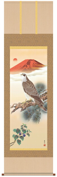 楽天市場】掛軸 大開運松に鷹(だいかいうんまつにたか) - 松尾真雪筆