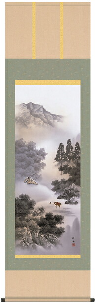掛け軸　掛軸　山水画　長江桂舟・閑雅悠景