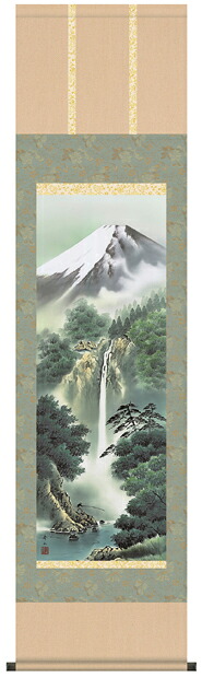 掛け軸　掛軸　山水画　鈴村秀山・富士龍瀑｜絵画生活