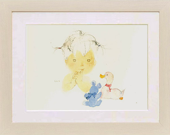 楽天市場 絵画 いわさきちひろ アヒルとクマと赤ちゃん インテリアアート 絵 絵画生活