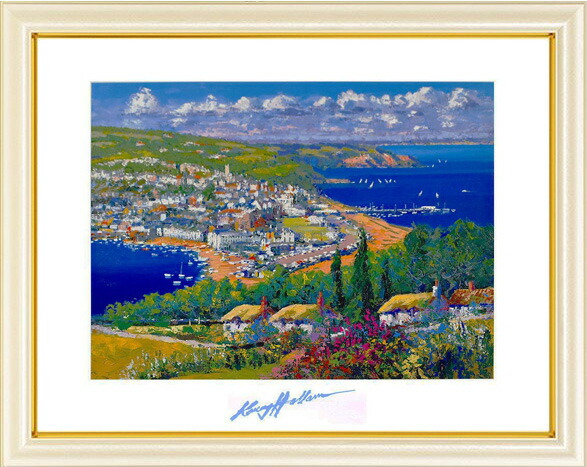 漁村風景画　油絵 楽天市場】絵画 ケリーハラム・コートダジュールの漁村 風景画