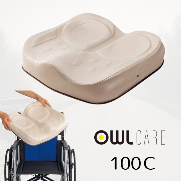 【車いす用クッション】アウルCARE【１００C】サイズ４０ カバー付き 3D形状 ハイスペックな姿勢保持タイプ 自力での座位保持が困難な方 坐骨部の減圧が必要な方 下肢に麻痺や緊張のある方 アウルケア （加地）【送料無料】