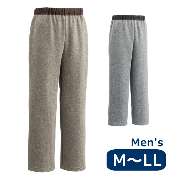 紳士用：M-LLサイズ　 紳士おしりスルッとニットパンツ ウエスト総ゴム 名前記入欄付 股下66cm ケアファッション