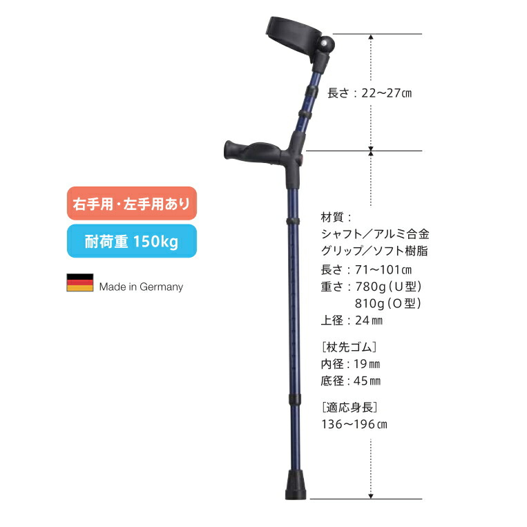 正規取扱店 ロフストランドクラッチ オールニーズクラッチ O型カフ ドイツ オッセンベルグ社製 ネイビー レッド 右手 左手 アルミ製 軽量  反射板付き 伸縮タイプ ケイ ホスピア 送料無料 非課税 whitesforracialequity.org