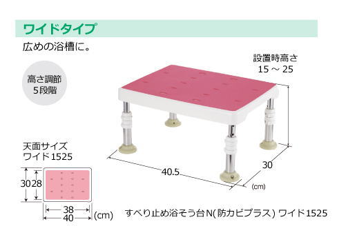 すべり止め浴そう台N（防カビプラス） ワイド ピンク リッチェル aso 7