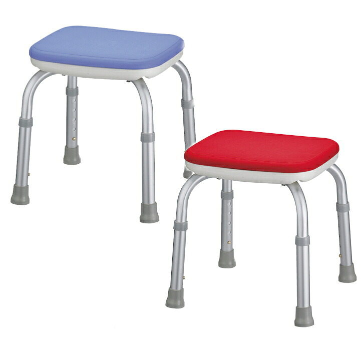 安寿　シャワーベンチ Mini レッド/ブルー　 背無　コンパクトサイズ　防カビ加工　ベンチタイプ　（アロン化成） 【送料無料】