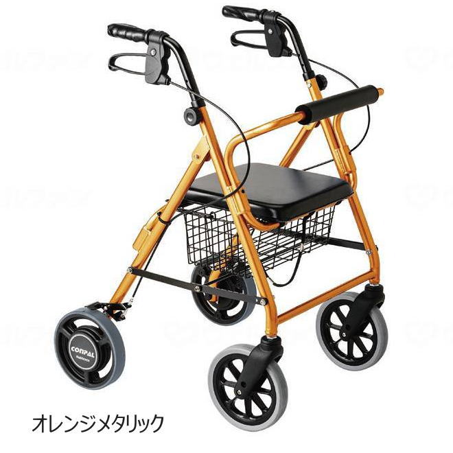 室外用歩行車 ハッピー２nb抑速ブレーキ 室外用歩行車 歩行器 竹虎 折りたたみ可能 屋外 屋内用 オレンジ ブルー 介護用品 座面付き 4輪 カゴ付き 歩行補助 Sgマーク付 送料無料 メーカー直送品 代金引換決済不可 返品交換不可 介護ショップ ちとせ急加速