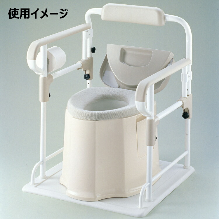 限定セール！】 介護 トイレ 手すり 洋式 フレーム アロン化成 安寿 洋式トイレ用フレーム S-はねあげR-2 533-086 プラスチック製ひじ掛け 