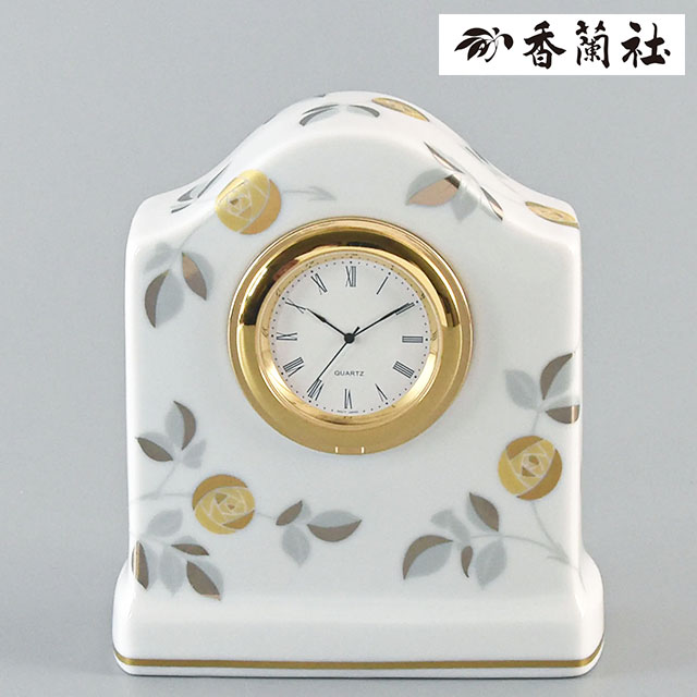アナログ 置き時計 燦彩ばら 1069-TOS 磁器の置時計 インテリア 薔薇柄 花柄 白磁 ホワイト 高級感 ギフト 結婚祝い 新築祝い 玄関 おしゃれ かわいい 有田焼 香蘭社｜ホスピマート介護店