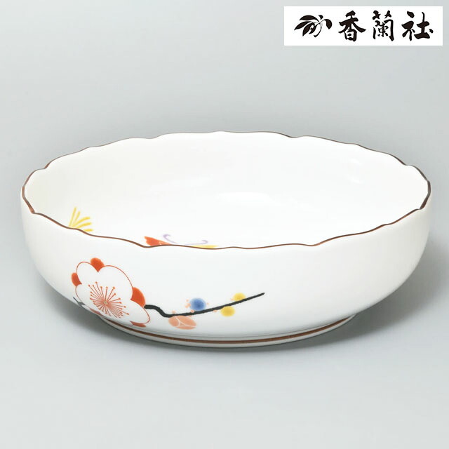 和食器 有田焼 日本製 22cm 深鉢 中鉢 大鉢 丸鉢 煮物 汁物 おかず 花模様 和柄 梅柄 おしゃれ モダン お祝い 贈り物 大人かわいい 高級感 和モダン はんなり 1052-EEJ 香蘭社