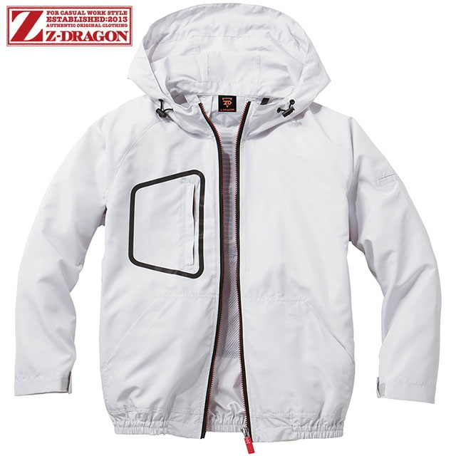 Z-DRAGON　空調服長袖ブルゾン(ファン無し)　フード付き　74160　シルバー　自重堂【空調服　長袖ブルゾンタイプ・空調服　ジードラゴン・空調服　かっこいい・作業服　ファン専用・JICHODO　空調服】