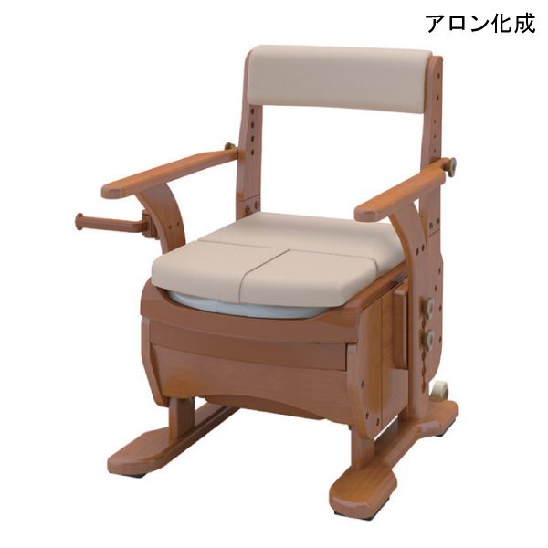 アロン化成 安寿 家具調 携帯型室内用便器 選りすぐるR ひじかけ並大抵(533-852)【ひじ掛け据えつける・標準尺度幅印字機・暖房装置便座・キャスター付】【精神的な統合済】 【貨物輸送無料】【尖んがり10倍】 失禁用品・排泄介助用品-ポータブルトイレ-介護用品