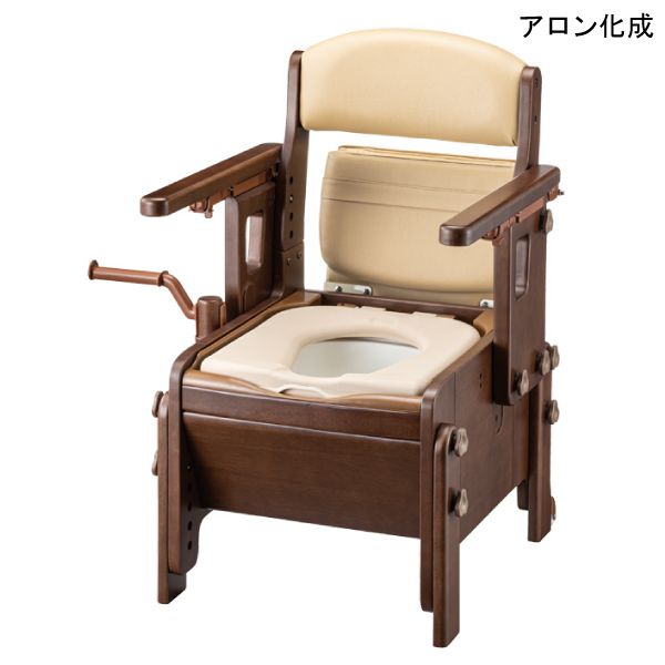 アロン化成 安寿 家具調スマートトイレNEO はねあげタイプ(ソフト便座)(533-686)(チョコレートブラウン)【ひじ掛けはね上げ・やわらか便座・キャスター付】【組立済】 【送料無料】【ポイント10倍】｜介護応援館