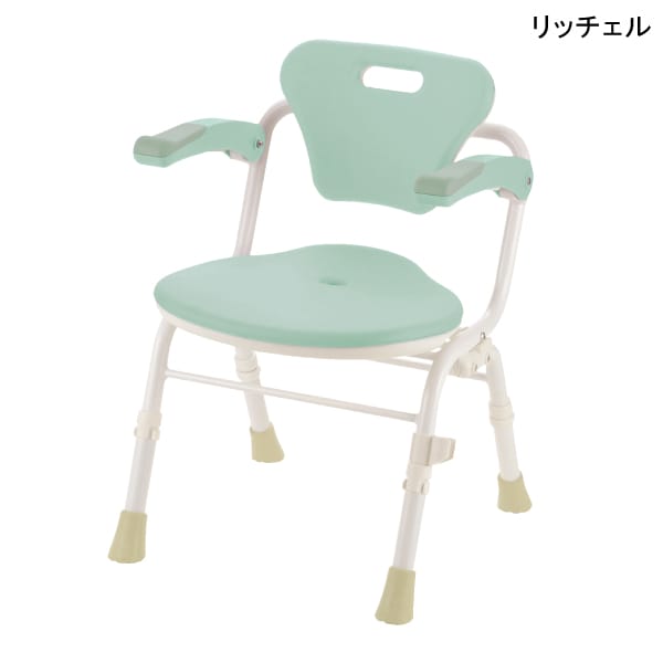 シャワーチェア 介護用 風呂 椅子 (リッチェル)やわらかシャワーチェア クレオ 折りたたみ(防カビプラス) 肘掛付460(ライトグリーン)【組立済】 【送料無料】【ポイント10倍】