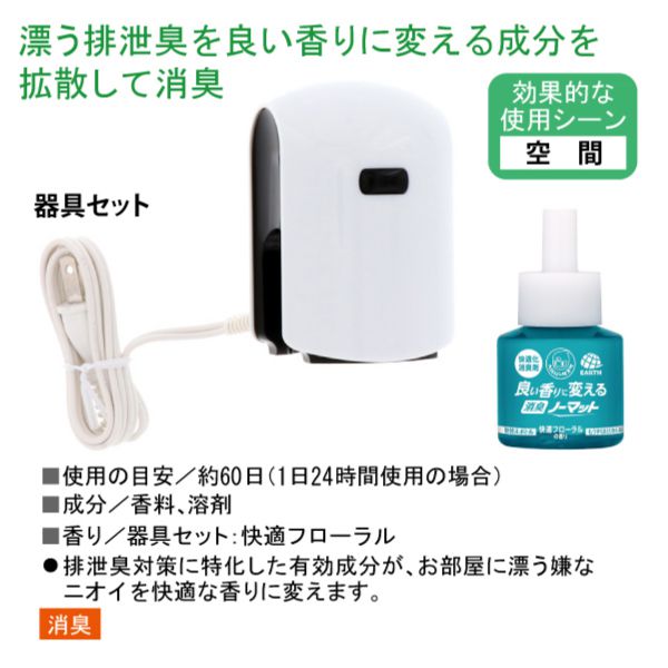 本日限定 アース製薬 ヘルパータスケ 良い香りに変える消臭ノーマット 快適フローラルの香り 器具セット qdtek.vn