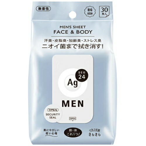 メンズシート 30枚入 ホームライフ顔 体これ１つ ニオイ菌まで拭き消すメンズシート 24メン 無香性 30枚入美容 コスメ 香水 エフティ資生堂 24メン フェイス ボディ エージーデオ エージーデオ 送料込 まとめ買い 36個セット 制汗シート