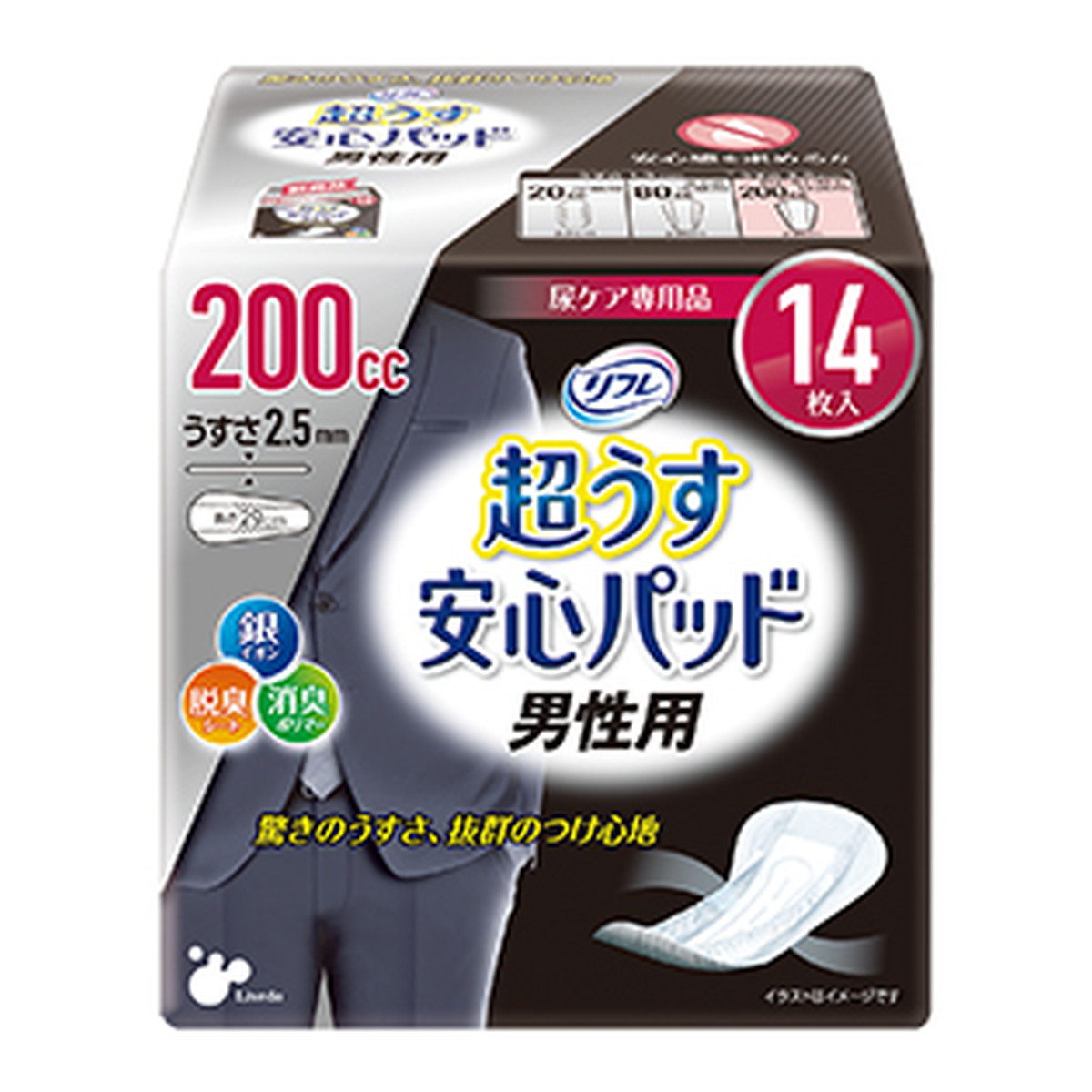 【送料お得・まとめ買い&times;11個セット】リブドゥ リフレ 超うす 安心パッ ド 男性用 200cc 14枚入｜ホームライフ