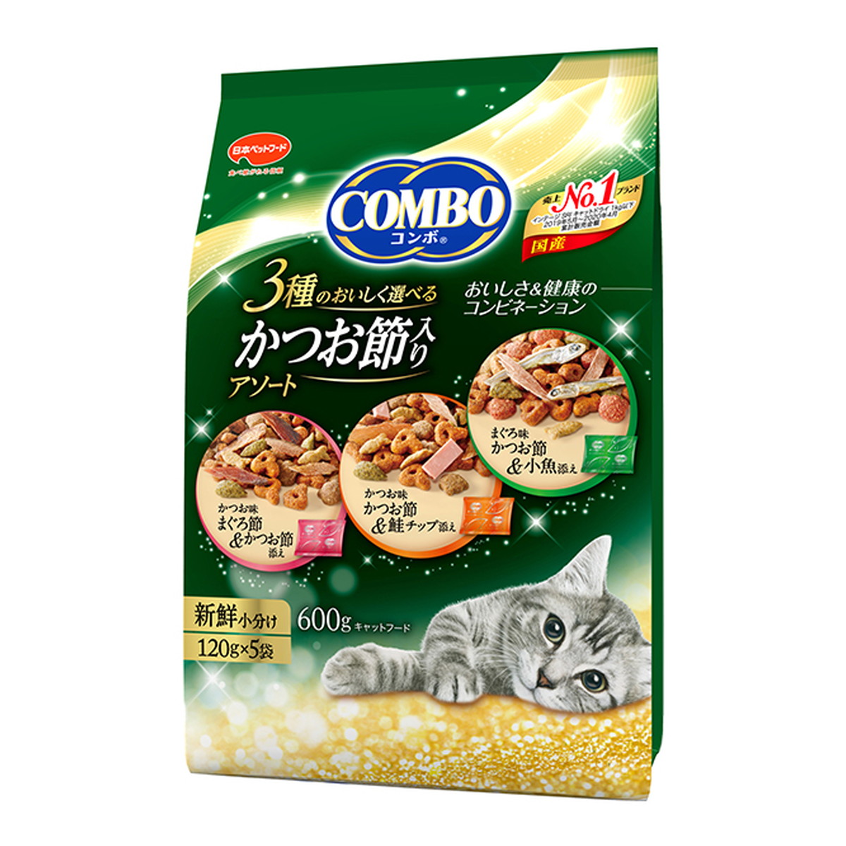 【送料お得・まとめ買い×7個セット】日本ペットフード コンボ キャット かつお節入りアソート 120g×5袋