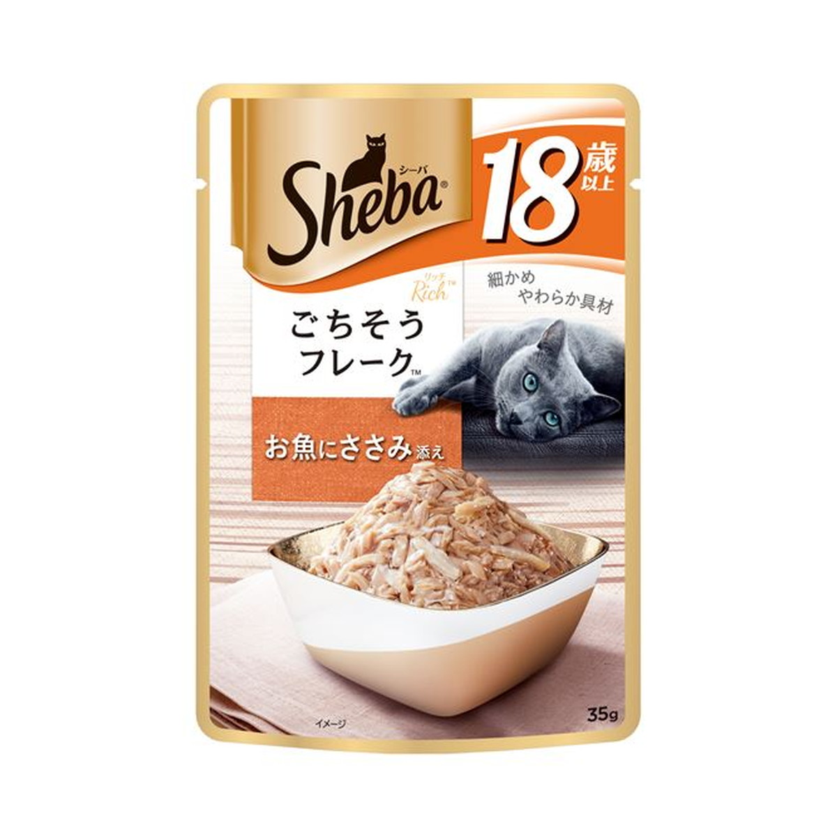 【送料お得・まとめ買い&times;96個セット】マースジャパン シーバ リッチ 18歳以上 ごちそうフレーク お魚にささみ添え 35g｜ホームライフ