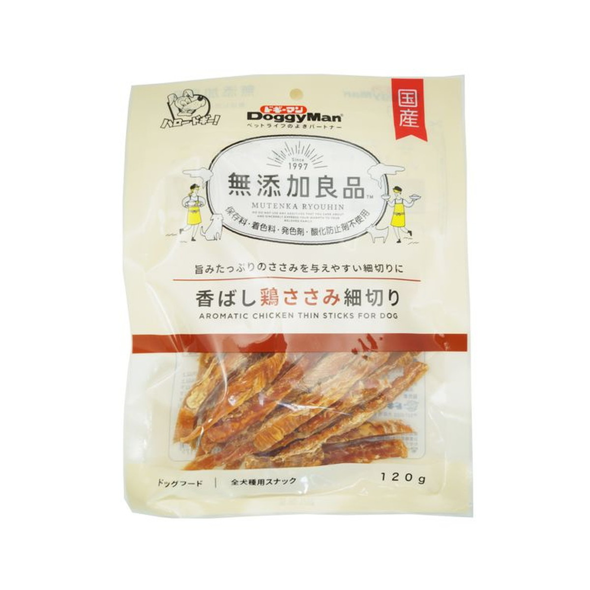 【送料お得・まとめ買い×11個セット】ドギーマン 無添加良品 香ばし鶏ささみ 細切り 120g|ホームライフ