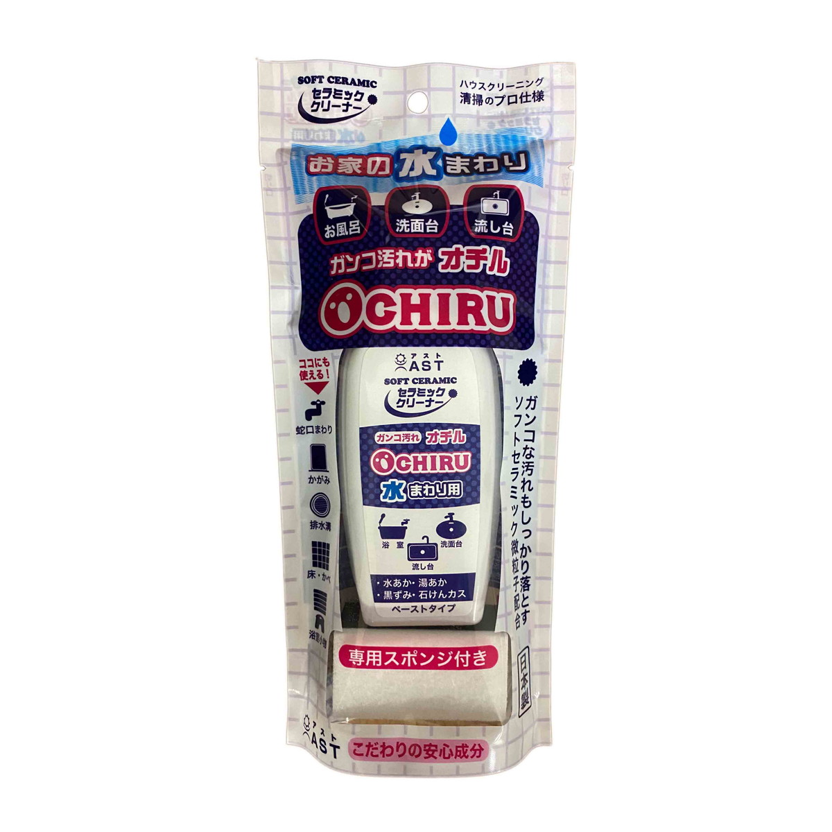 【送料お得・まとめ買い&times;80個セット】アスト セラミッククリーナー オチル 水まわり用 スポンジ付き｜ホームライフ