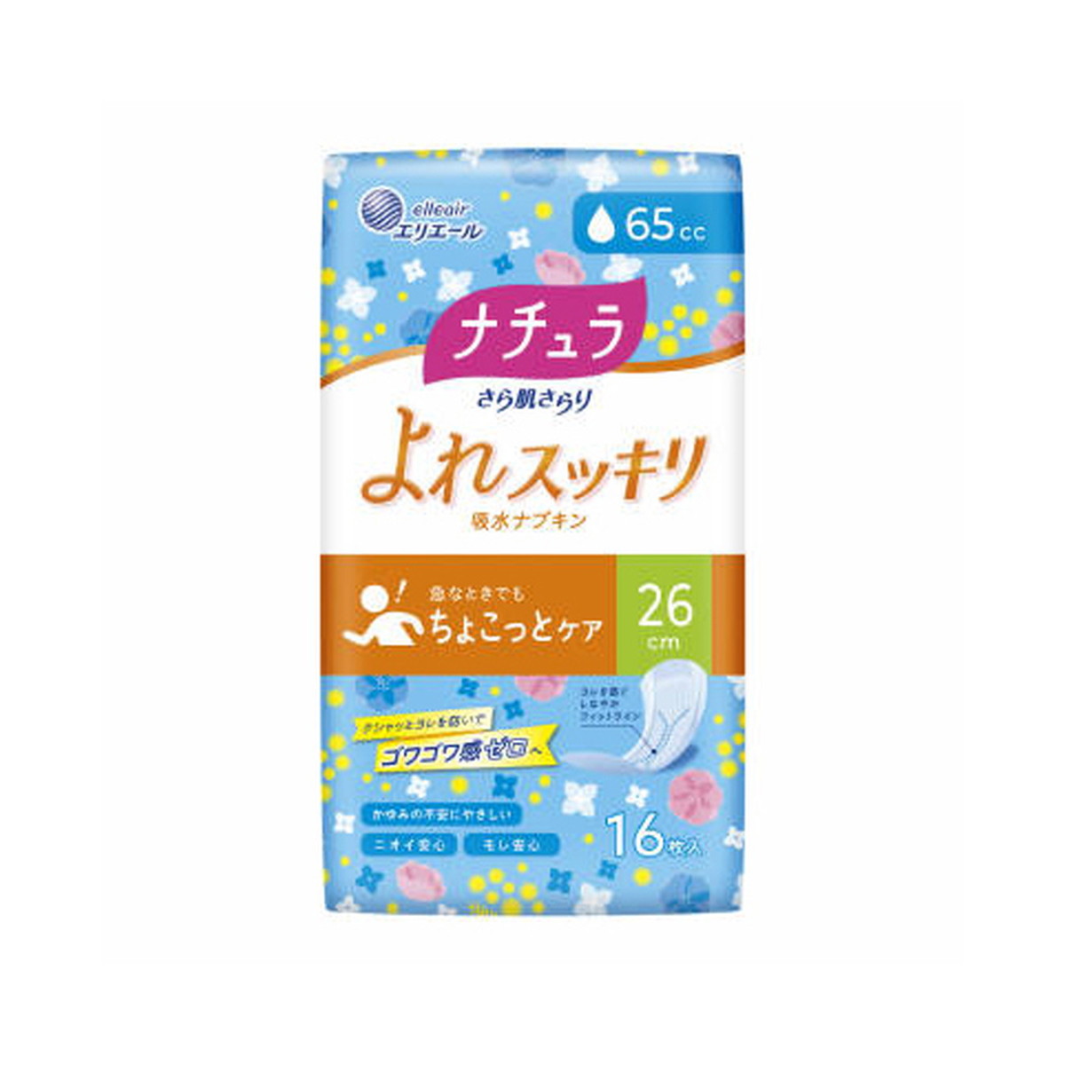 【送料お得・まとめ買い×30個セット】大王製紙 ナチュラ さら肌さらり よれスッキリ 吸水ナプキン 26cm 65cc 16枚入