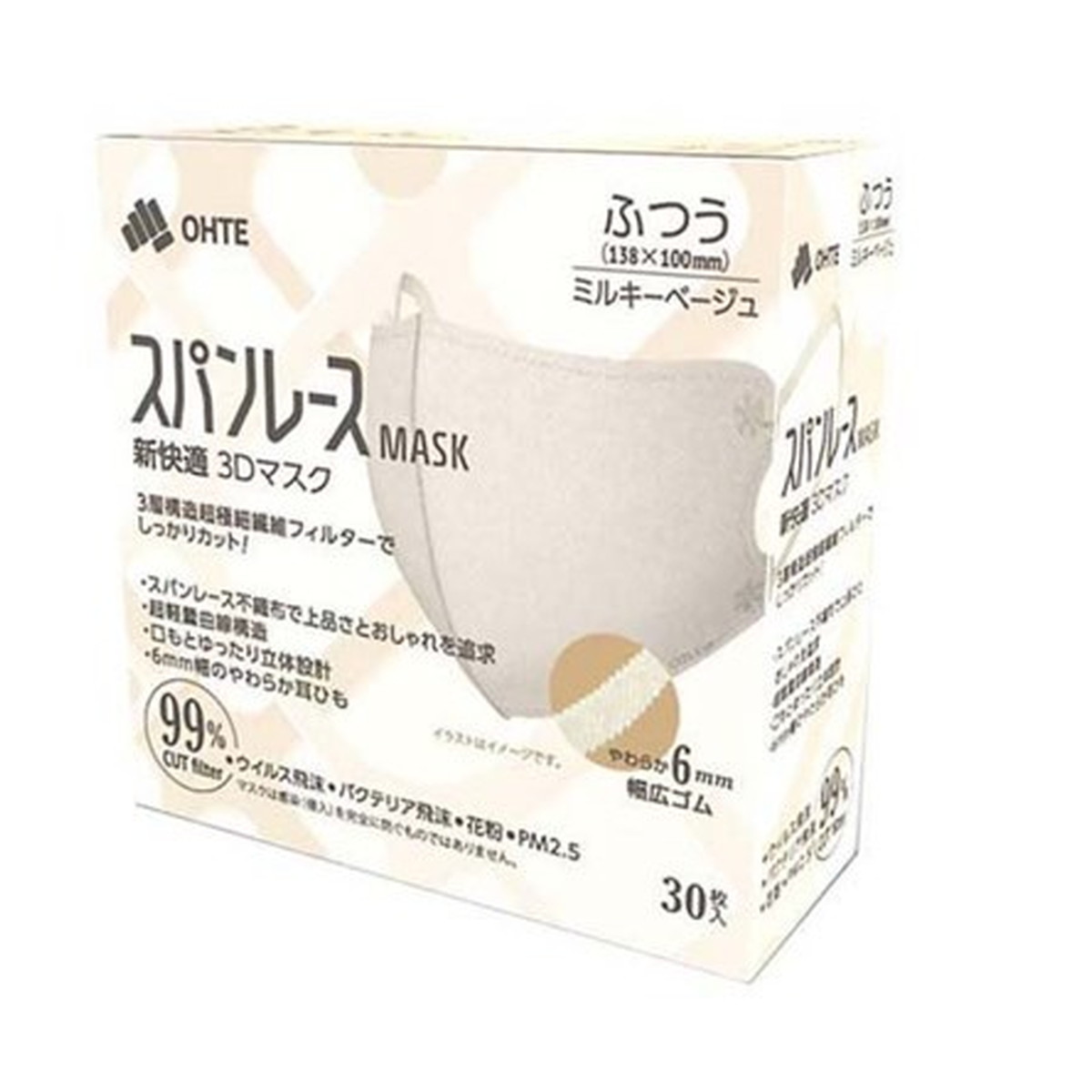 【送料お得・まとめ買い×11個セット】三国堂 OHTE 新快適スパンレースマスク 30枚入 ミルキーベージュ ふつう