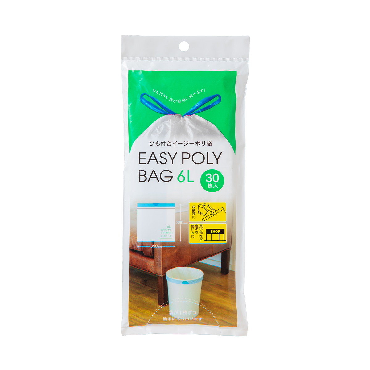 【送料お得・まとめ買い&times;60個セット】ネクスタ ひも付き イージーポリ袋 6L用 30枚入｜ホームライフ
