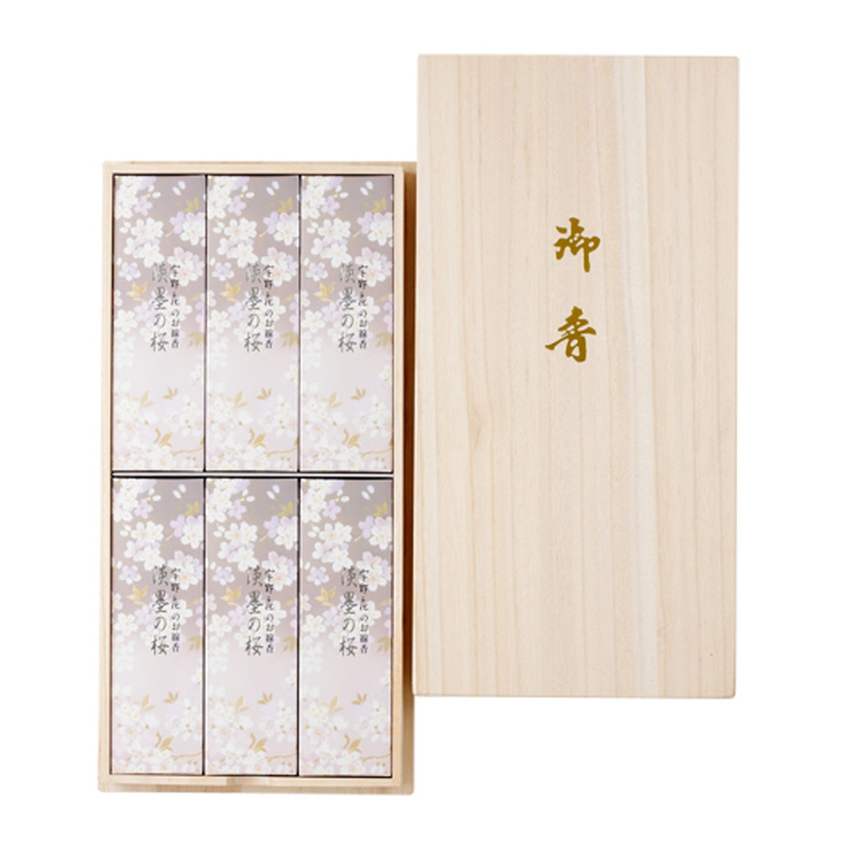 【送料お得・まとめ買い×20個セット】日本香堂 宇野千代のお線香 新・淡墨の桜 桐箱6入|ホームライフ