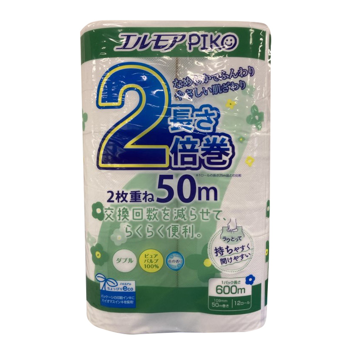 【送料お得・まとめ買い×6個セット】カミ商事 エルモア ピコ 2倍巻 12ロール 2枚重ね 50M 花の香り トイレットロール