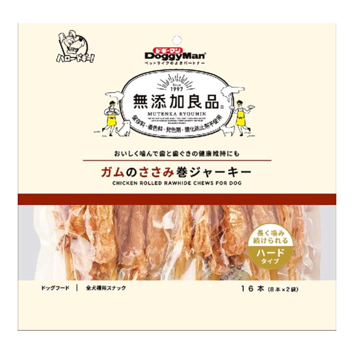 【送料お得・まとめ買い×7個セット】ドギーマン 無添加良品 ガムのささみ巻ジャーキー 16本 ハードタイプ ドッグフード 全犬種用スナック